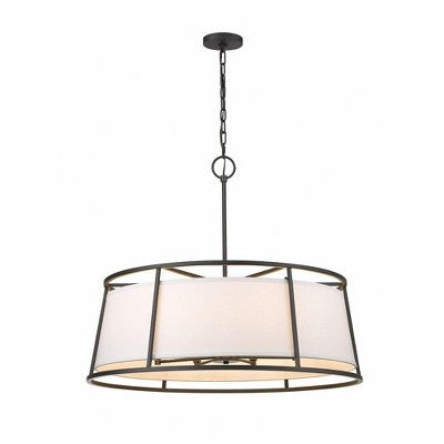 Aštuonių lempų audinio sietynas švelniam apšvietimui namuose