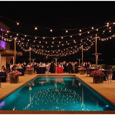 Ilga lauko girlianda su stulpais, 61 m