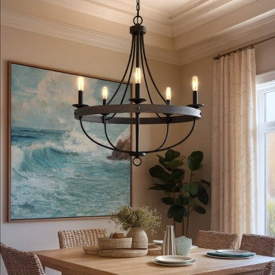 Ūkiškas stiliaus sietynas 76 x 66 cm grafito atspalvio