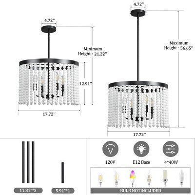 Boho stiliaus karoliukų sietynas 45,7 cm virtuvės zonai